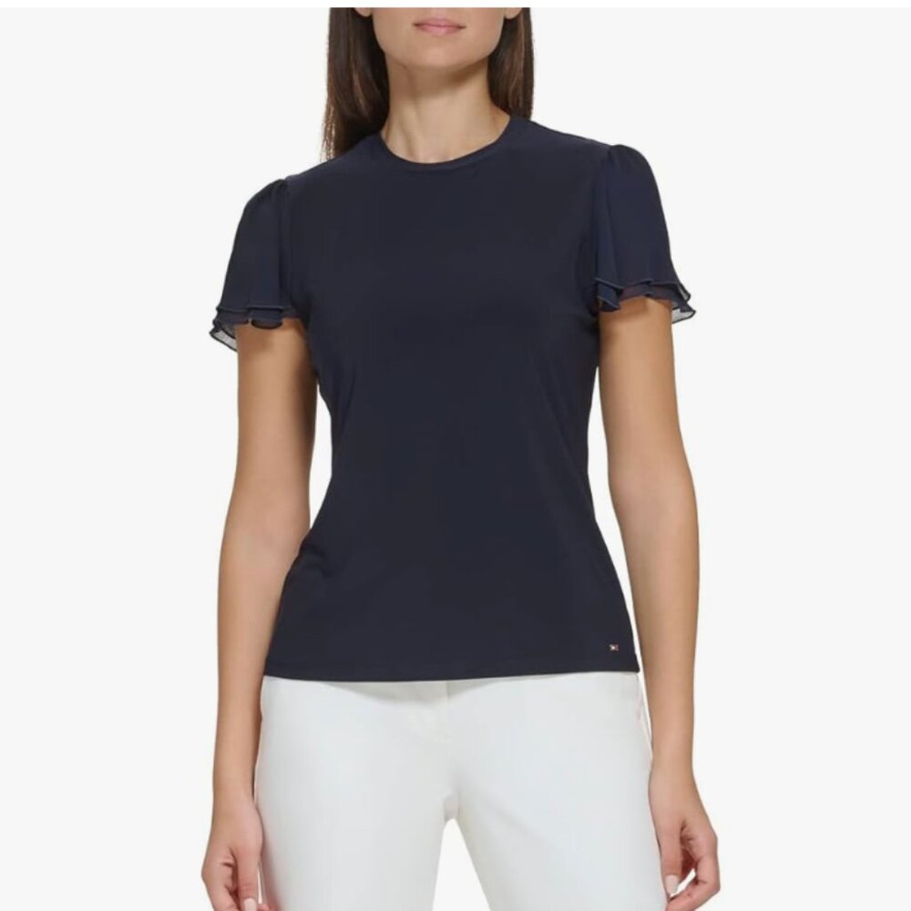 Tommy Hilfiger Womens Women's Ruffle Sleeve Blouse